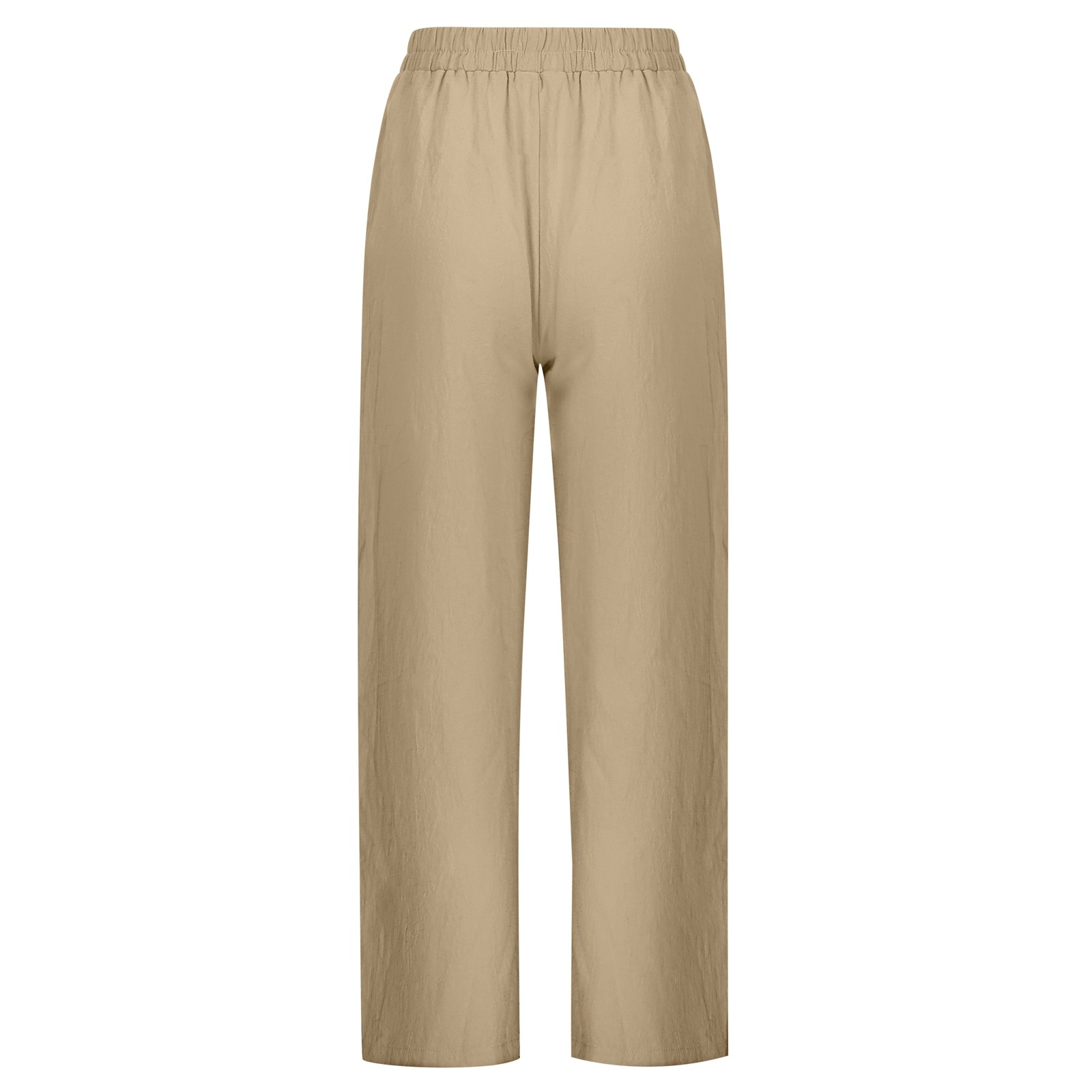 thumbnail image 5 of Pantalones elásticos de lino de cintura alta para mujer, informales: pantalones ligeros de verano para hacer ejercicio, 5 of 8